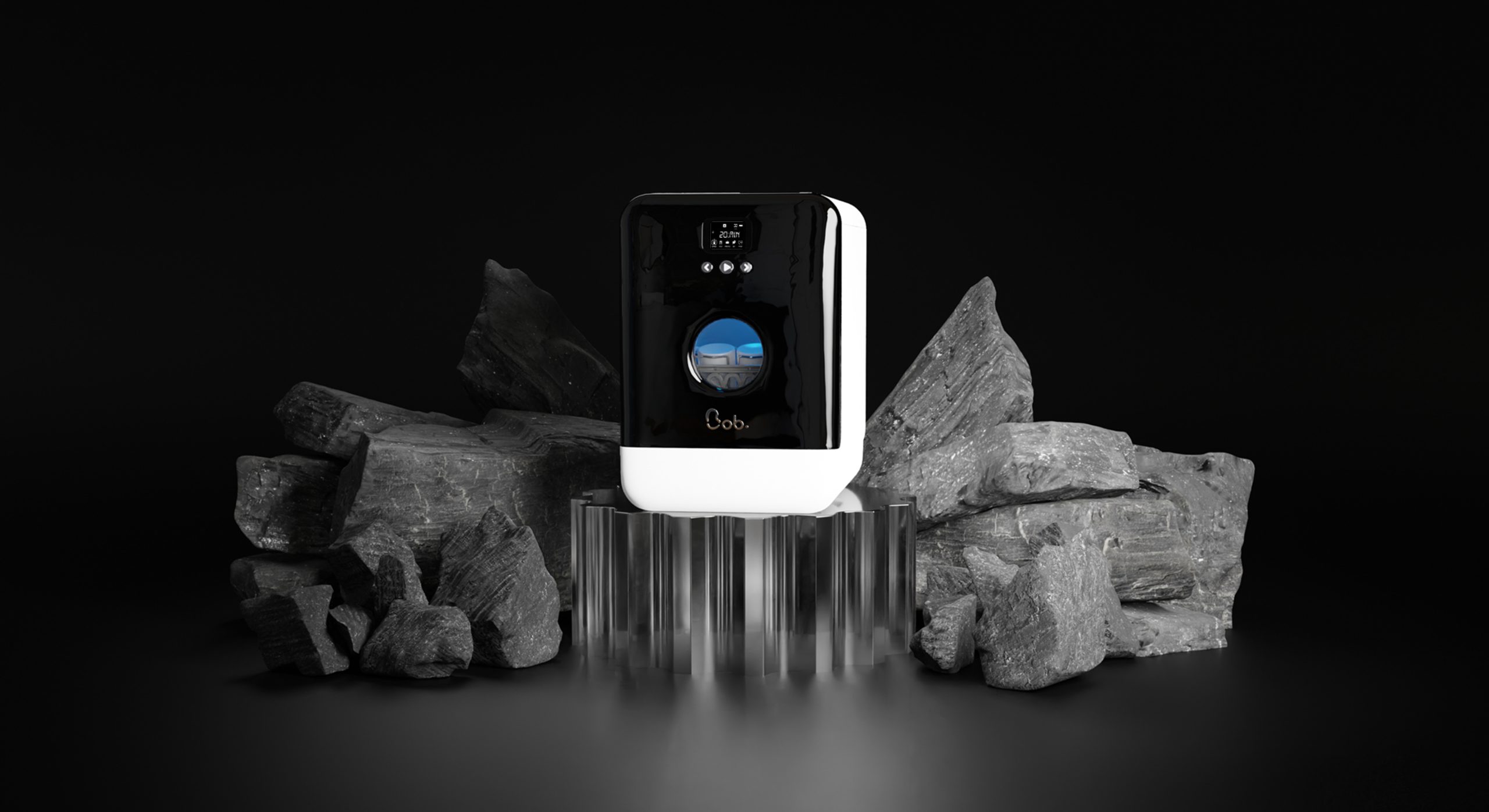 Bob - design eco mini-oppvaskmaskin med front i svart / hvit skrog  - dishwasher front black / body white - Bilde 3